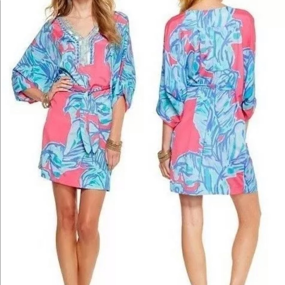 🌺Lilly Pulitzer Wilda Caftan Chic Pink Sway sz Sm - Picture 3 of 8